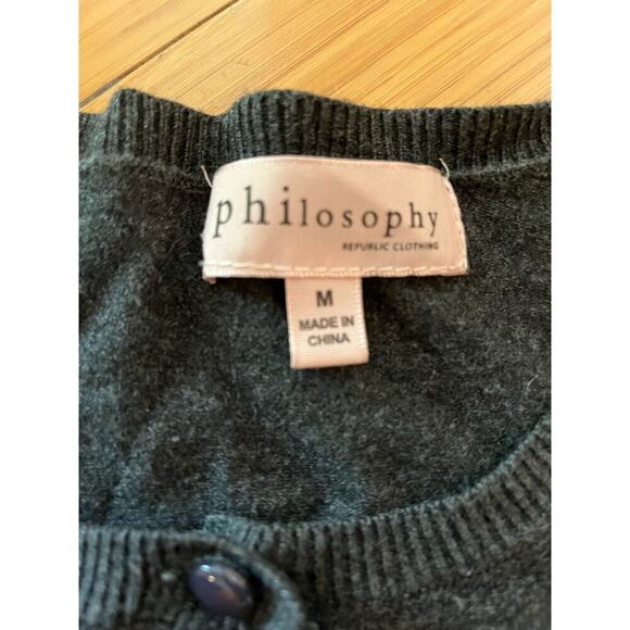 Philosophy Dark Academia Cardigan Sweater Women Medium Grandma Cottage Core - Picture 9 of 12